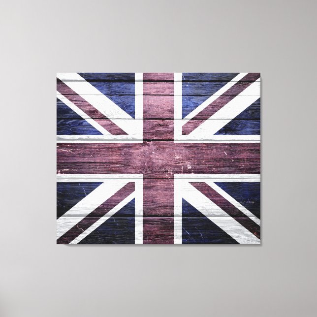 British Flag Vintage Wood Canvas Print (Front)