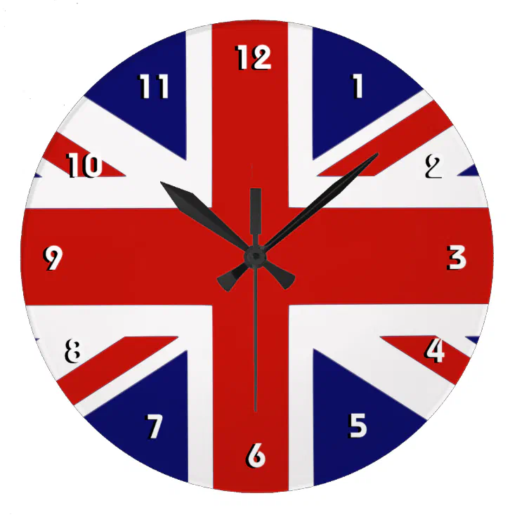 8" WALL CLOCK Union Jack #SN1 Flag England English British United Kingdom UK 