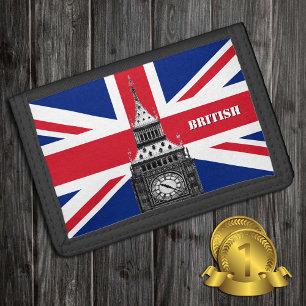 British Flag wallet, Big Ben London, UK /sport fan Tri-fold Wallet