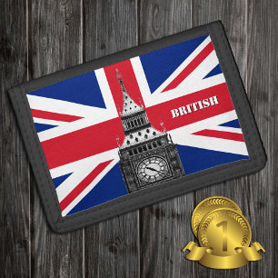 British Flag wallet, Big Ben London, UK /sport fan Trifold Wallet