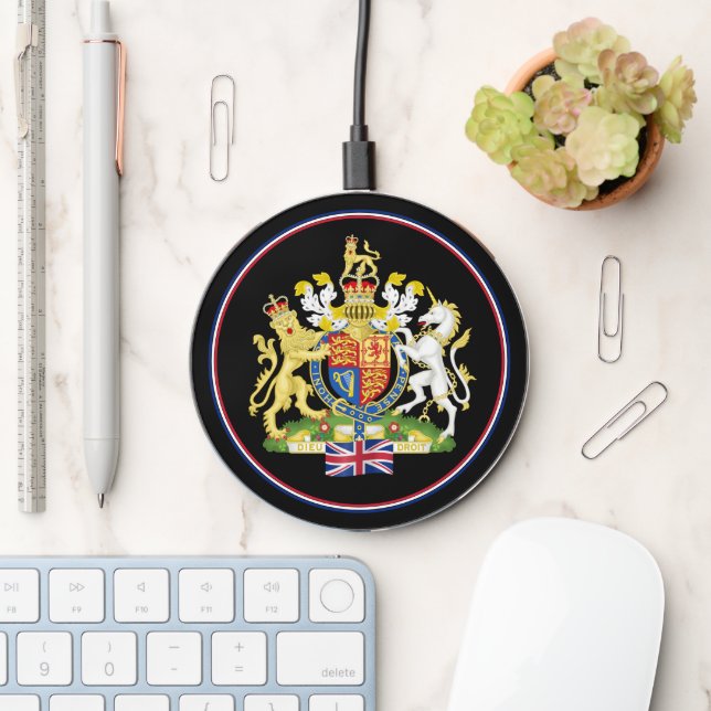 British flag Wireless, United Kingdom Emblem Wireless Charger (Desk)