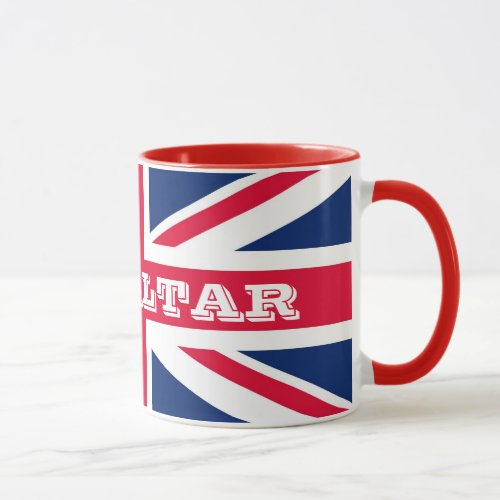 British Flag With Gibraltar Bold Text Mug