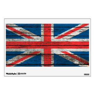 British Flag with Rough Wood Grain Effect Wall Sticker