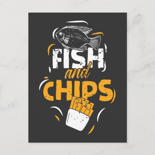 British Food Fish Chips Funny Streetfood Postcard