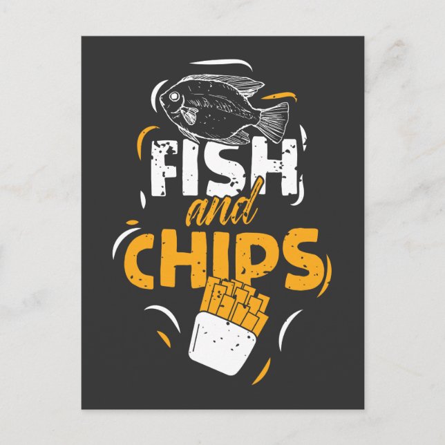 British Food Fish Chips Funny Streetfood Postcard (Front)
