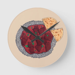 British Food Indian Takeaway Chicken Tikka Masala Round Clock