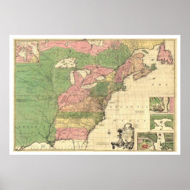 British & French America Map - 1775 Poster (Front)