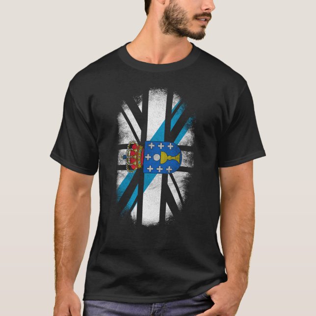 British Galician Flag - Galicia and UK Pride T-Shirt (Front)
