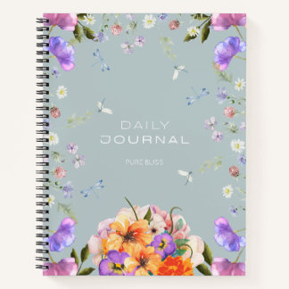 British Garden Mist Blue Bloom Notebook