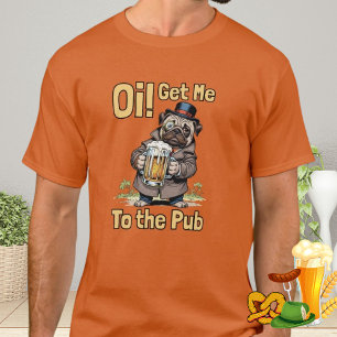 British Gentleman Pug London Pub Dog Lover UK Gift T-Shirt