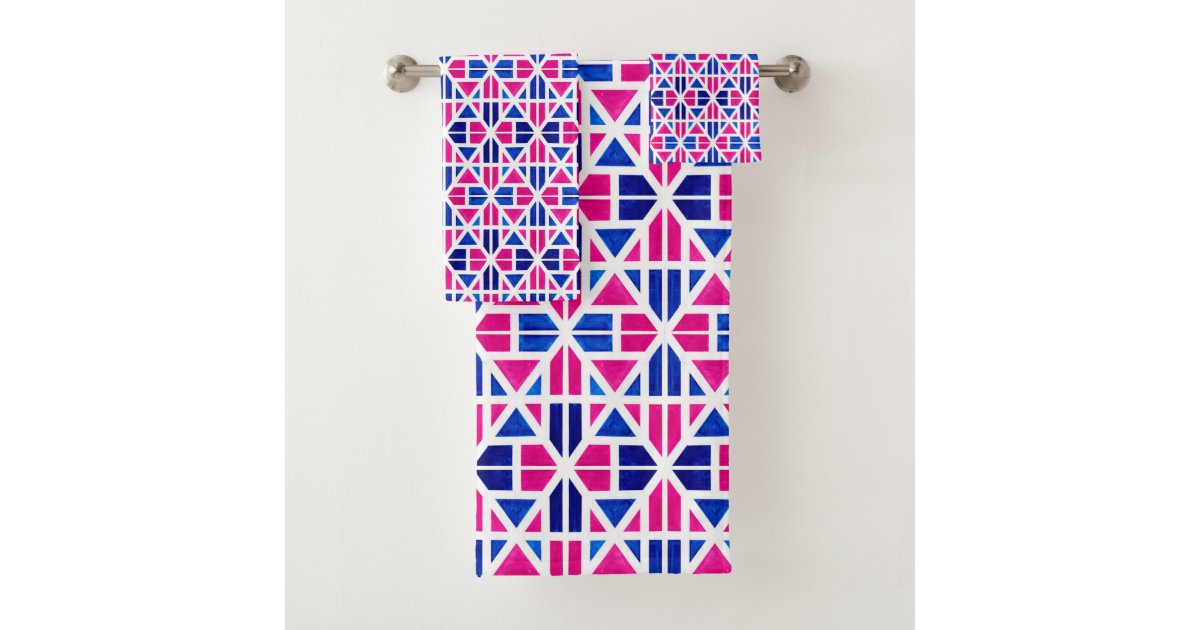 British Geometric Pattern Bath Towel Set Zazzle