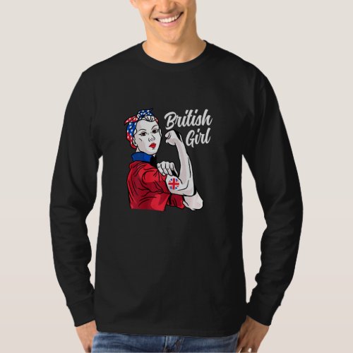 British Girl Great Britain Flag Culture Heritage R T_Shirt