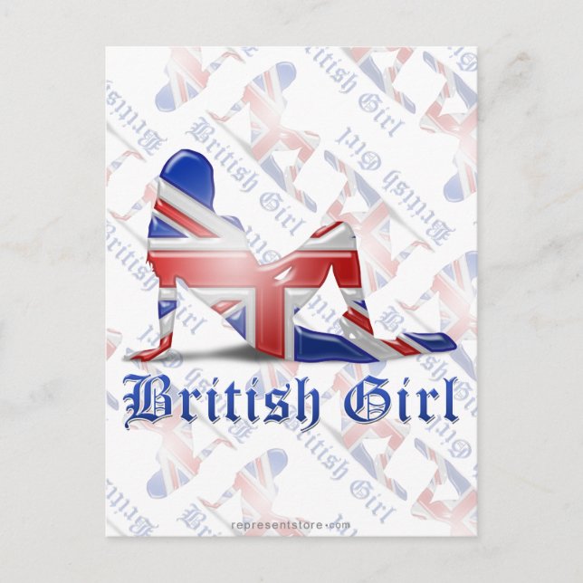 British Girl Silhouette Flag Postcard (Front)