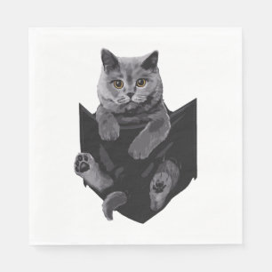 British Grey Cat In Pocket S Cats Napkins