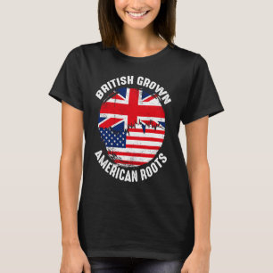 British Grown American Roots Vintage Flags for Men T-Shirt