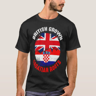 British Grown Croatian Roots Vintage Flags for Men T-Shirt