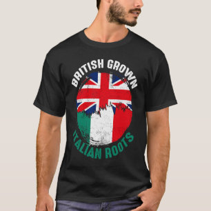British Grown Italian Roots Vintage Flags for Men T-Shirt