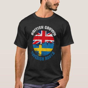 British Grown Swedish Roots Vintage Flags for Men  T-Shirt