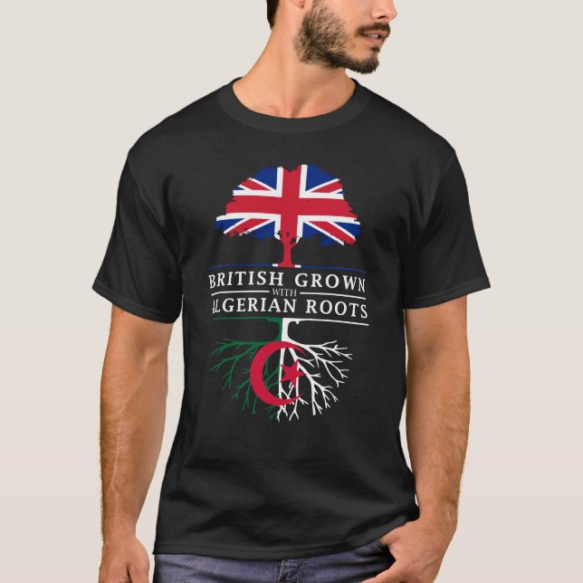 British Grown with Algerian Roots   Algeria Design T-Shirt (Front)