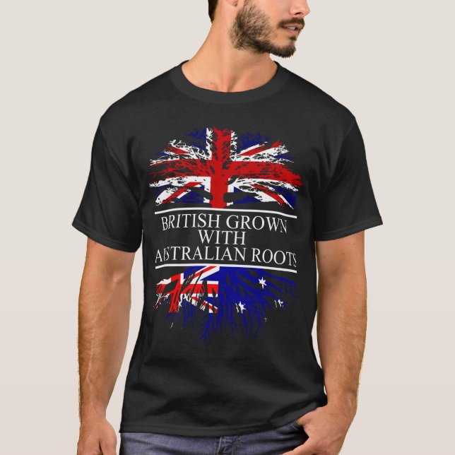 British grown with australian roots australia flag T-Shirt (Front)