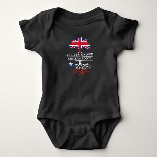 British Grown with Chilean Roots   Chile Design Baby Bodysuit (Front)