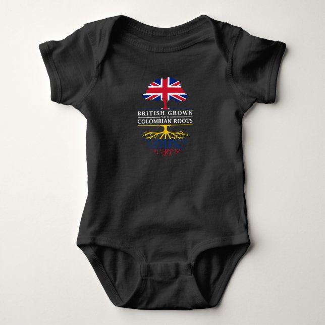 British Grown with Colombian Roots   Colombia Baby Bodysuit (Front)