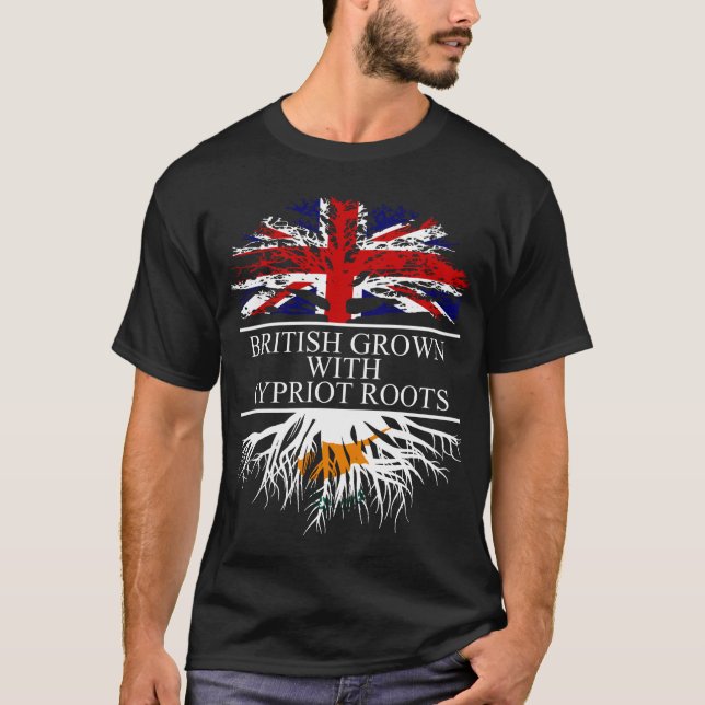 British grown with cypriot roots cyprus flag T-Shirt (Front)