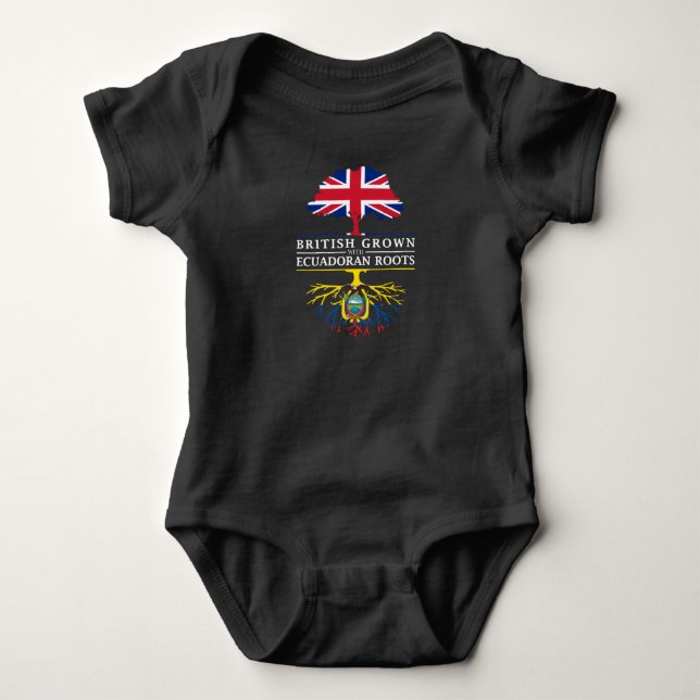 British Grown with Ecuadorian Roots   Ecuador Baby Bodysuit (Front)