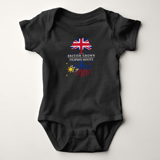 British Grown with Filipino Roots   Philippines Baby Bodysuit (Front)