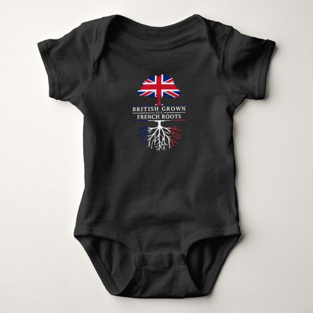 British Grown with French Roots   France Design Baby Bodysuit (Front)