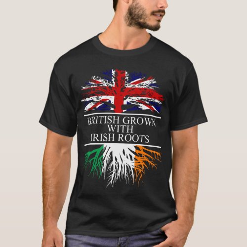 British grown with irish roots ireland flag T_Shirt