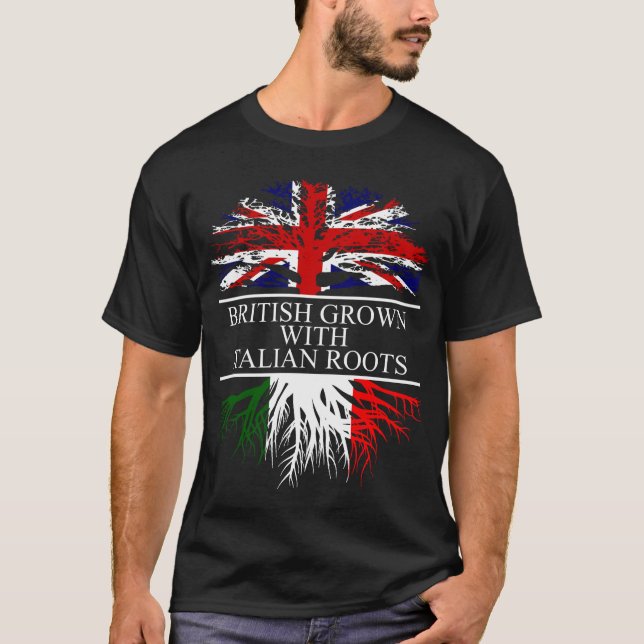 British grown with italian roots italy flag T-Shirt (Front)