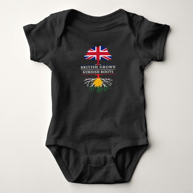 British Grown with Kurdish Roots   Kurdistan Baby Bodysuit (Front)