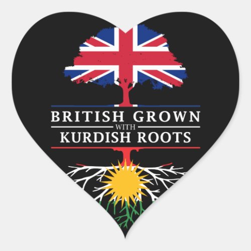 British Grown with Kurdish Roots   Kurdistan Heart Sticker