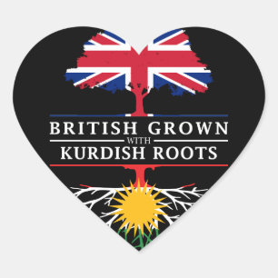 British Grown with Kurdish Roots Kurdistan Heart Sticker