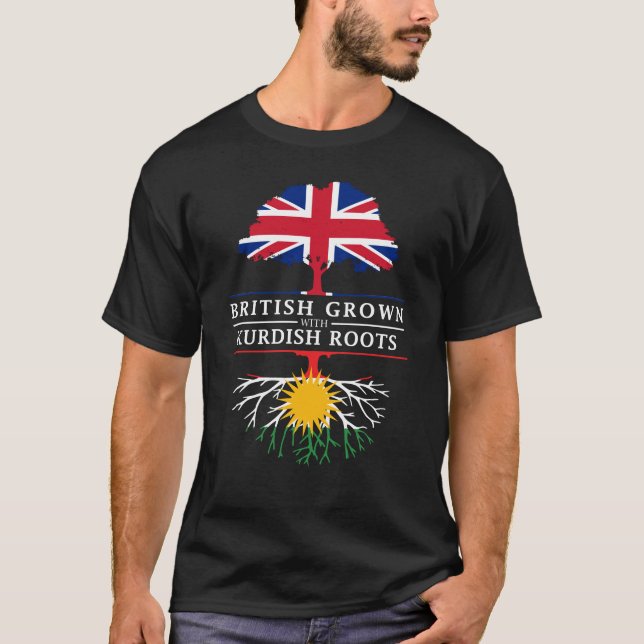 British Grown with Kurdish Roots   Kurdistan T-Shirt (Front)