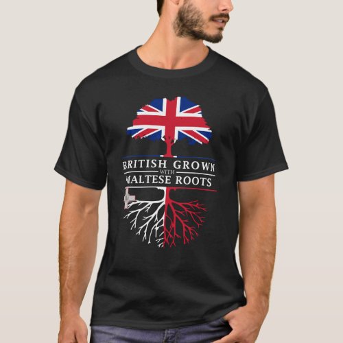 British Grown with Maltese Roots   Malta Design T_Shirt