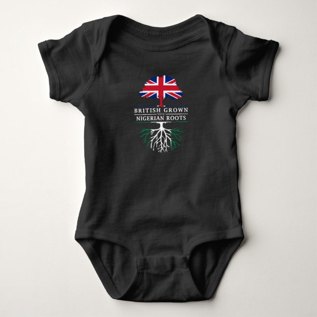 British Grown with Nigerian Roots   Nigeria Design Baby Bodysuit (Front)