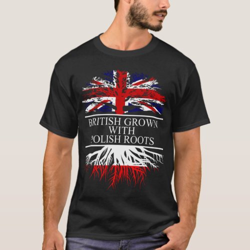 British grown with polish root poland flag T_Shirt