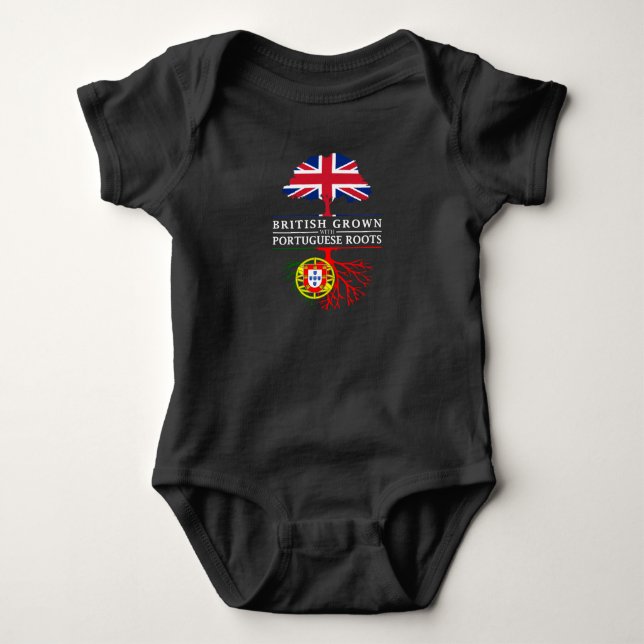 British Grown with Portugese Roots   Portugal Baby Bodysuit (Front)