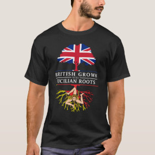 British Grown with Sicilian Roots Sicily Design T-Shirt