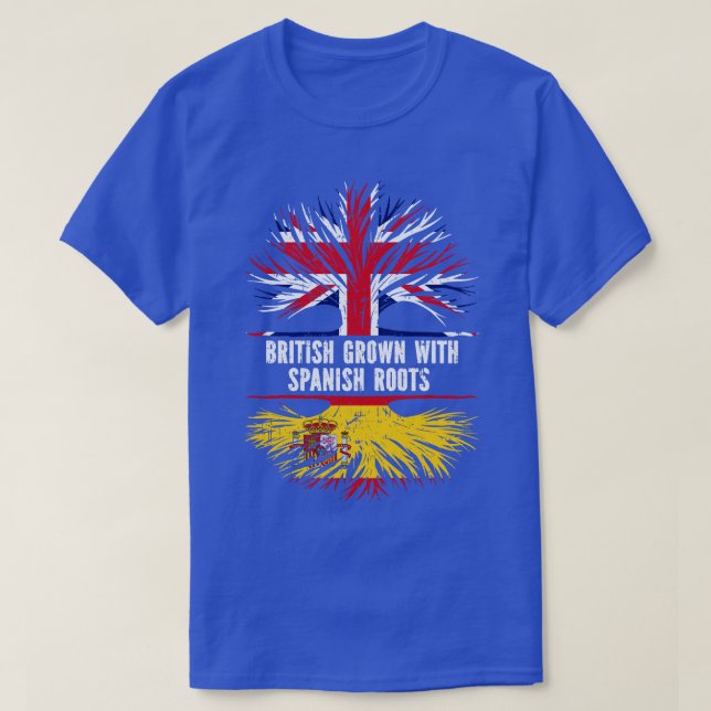 British Grown with Spanish Roots UK Flag England B T-Shirt (Design Front)