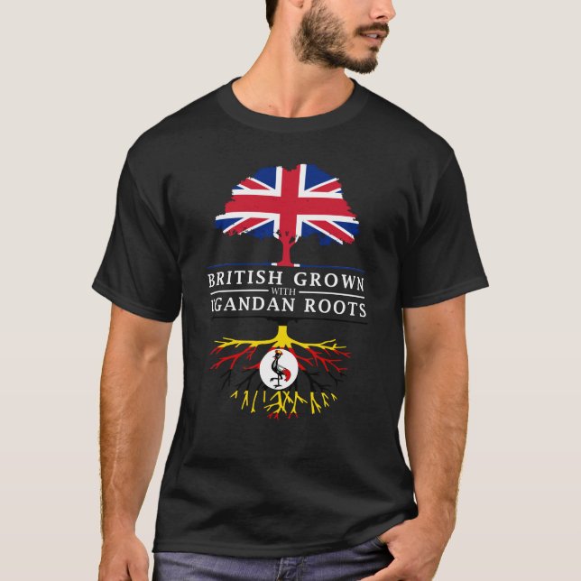 British Grown with Ugandan Roots   Uganda Design T-Shirt (Front)