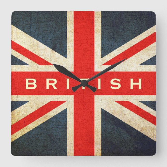 British Grunge Union Jack Mod Wall Clock (Front)
