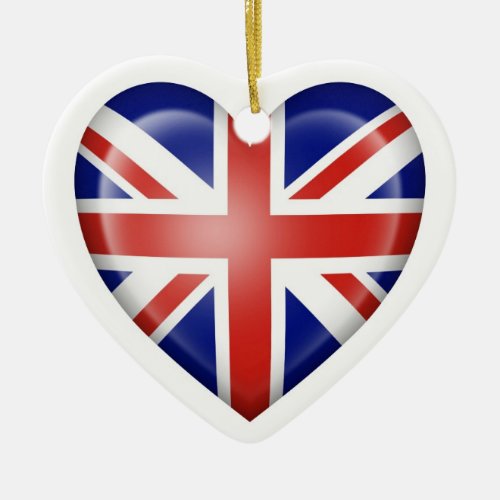 British Heart Flag on White Ceramic Ornament