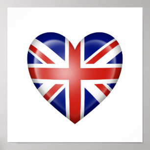 British Heart Flag on White Poster