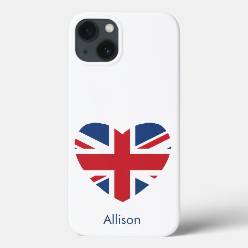 British Heart _ Union Jack Flag _ Personalized iPhone 13 Case