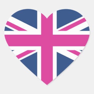 British Hearts - Blue & Pink Union Jack Heart Sticker