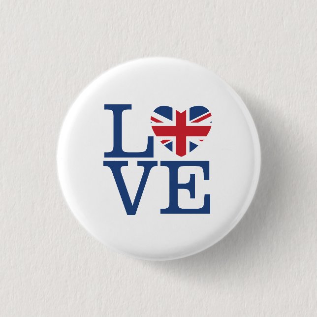 British Hearts - Love Union Jack - Button (Front)