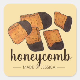 British Honeycomb Sponge Toffee Candy Made By Square Sticker